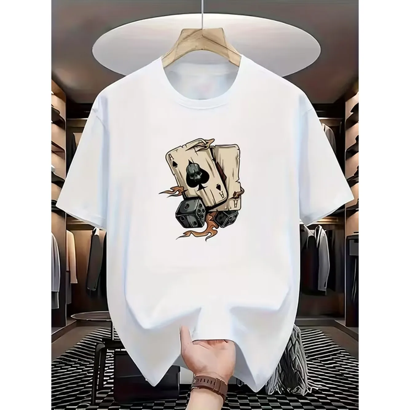 Mens Summer Casual Short Sleeve T Shirt With Chest Back Print Round Neck Regular Fit Summer Essential Stylish Casual Wear For Beach Outfits Versatile Plain Or Printed Top For Layering Hand Clean Mens