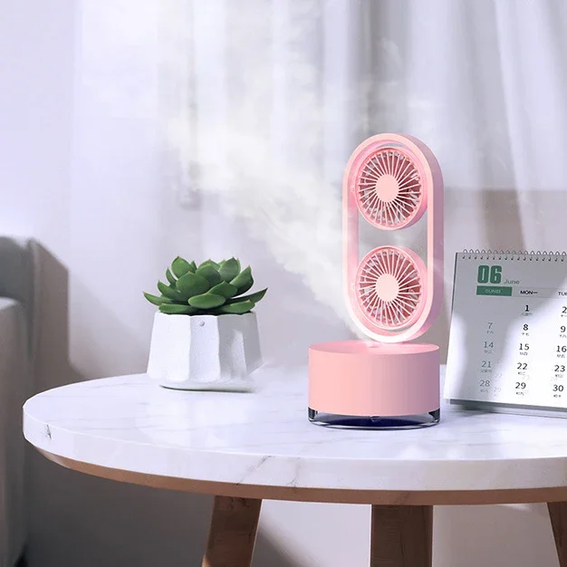 

2024 Rechargeable Double-Ended Spray Fan Moist 280ML Fan Room Portable Mini Air Cooler Fan For Summer