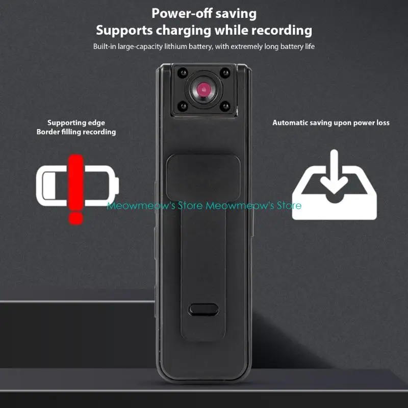 W91A 1080P Clip On Camera with 4 Night Viewing Lights Portable Design Multiple Modes