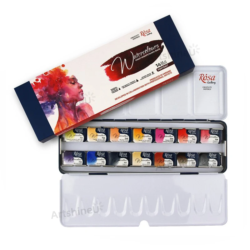 

Professional ROSA Gallery Botanical Watercolor Paint Set 14/16/24 Full Pans Portable For Artists Picturist School Art Supplies