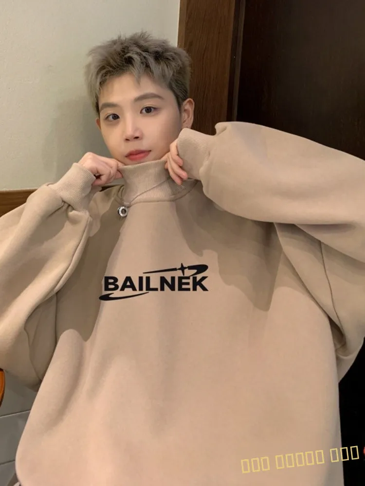 

Men's Fce Lined Oversized Sweatirt Warmth Youth American Sle Winter Casual Wear Comfortable Long Sve Full Zip Hoodie