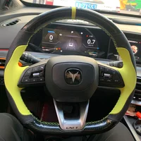 Funda antideslizante de fibra de carbono para volante de coche, cubierta deportiva de cuero genuino, cosida a mano, para Changan UNI-T, 2020, 2021, 2022