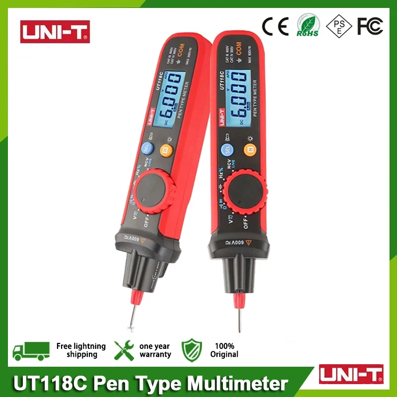 UNI-T UT118C Digital Multimeter Pen Type 6000 Counts with Non Contact AC/DC Voltage Resistance Diode Continuity Tester Tool