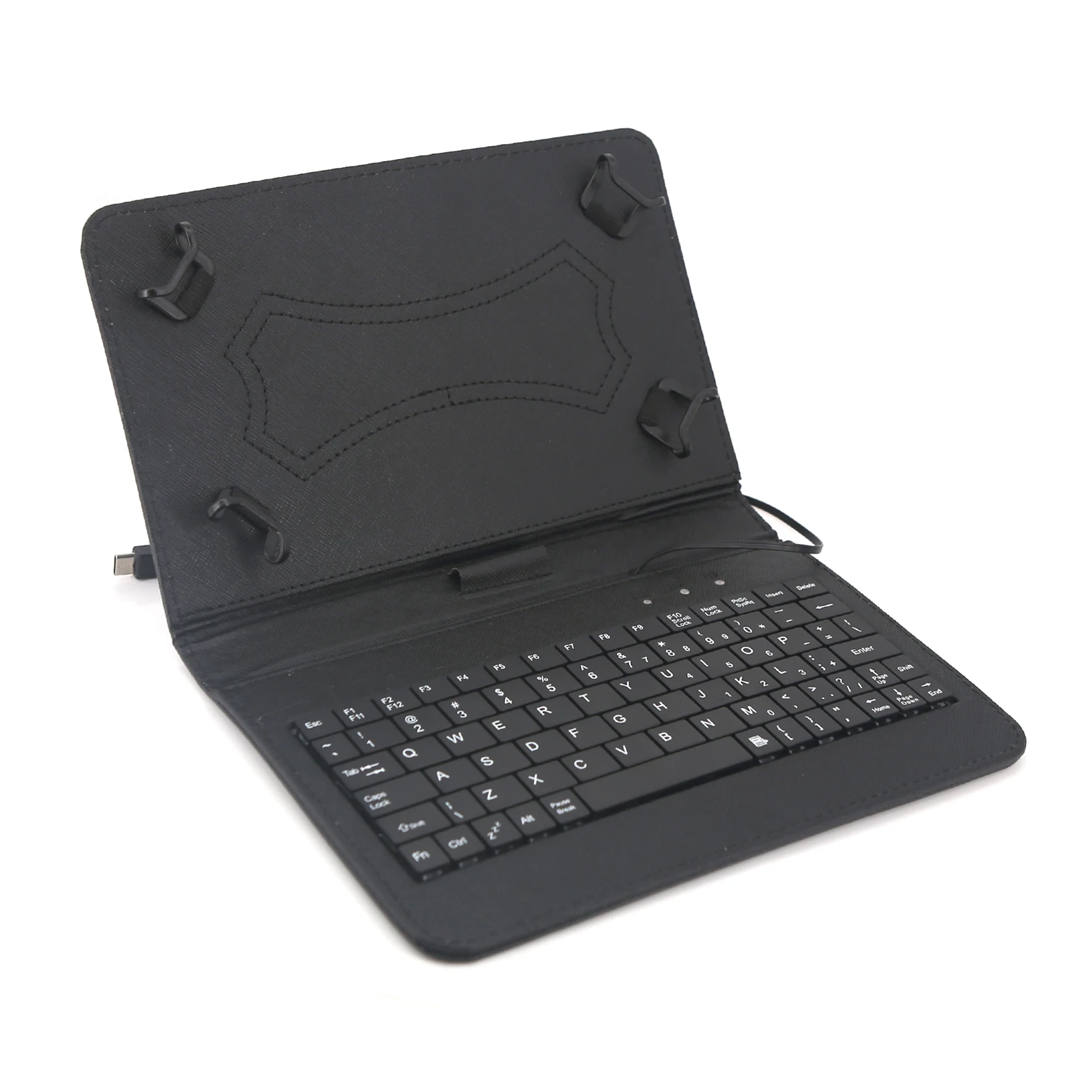 Universal Leather Case Stand Cover With Type C Wired Keyboard For Android Tablet