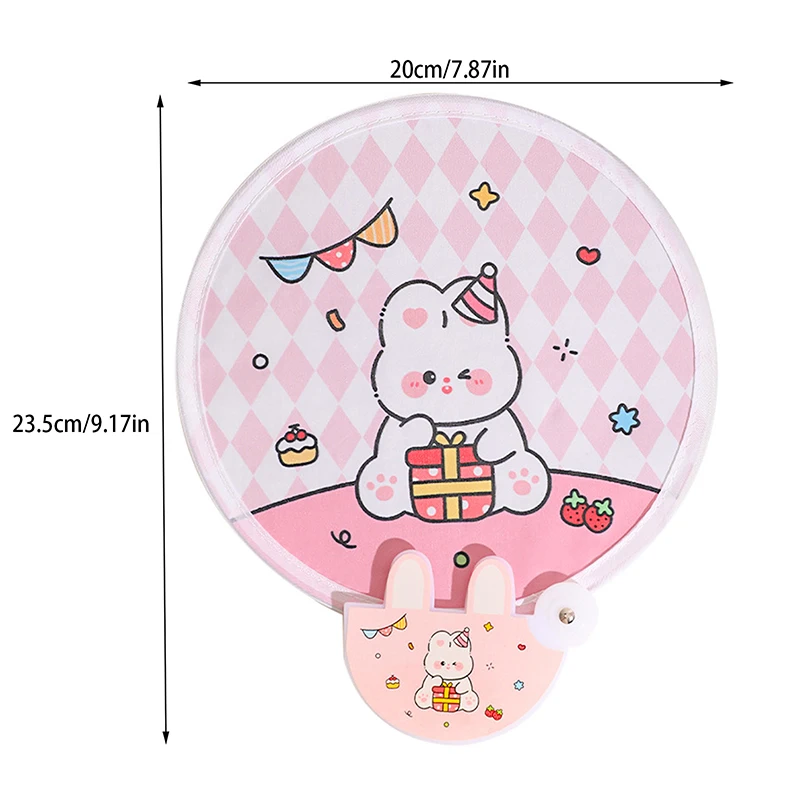 1Pc Cloth Dual Use Girly Heart Foldable Circular Fan Photo Props Reflector Fold Mini Student Outdoor Take It With You