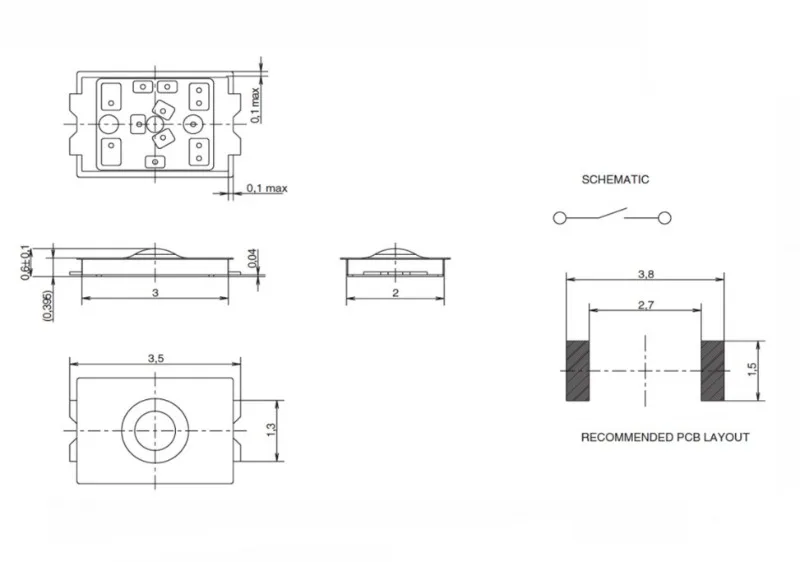 YTS1H001 하이 라이프 플랫 풋 4.5*4.5*0.55 터치 스위치, 블루투스 헤드셋 멤브레인 터치 스위치