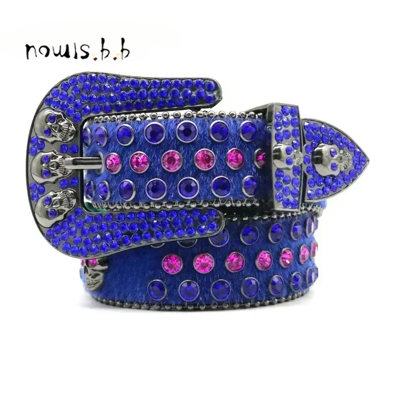 Western Rhinestone Belt Luxury Buckle With Diamond Cinturones Para Hombre Cowboy Quality Leather Strap Jeans Waistband