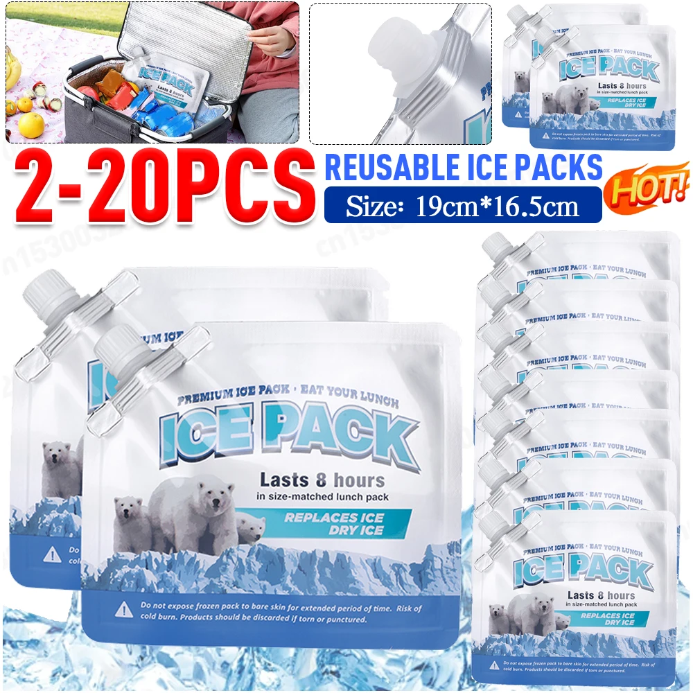 

2-20X Reusable Ice Pack for Coolers Long Lasting Cooler Ice Packs for Cooler Bag Lunch Bags/Boxes Cooler Backpacks Freezer Packs