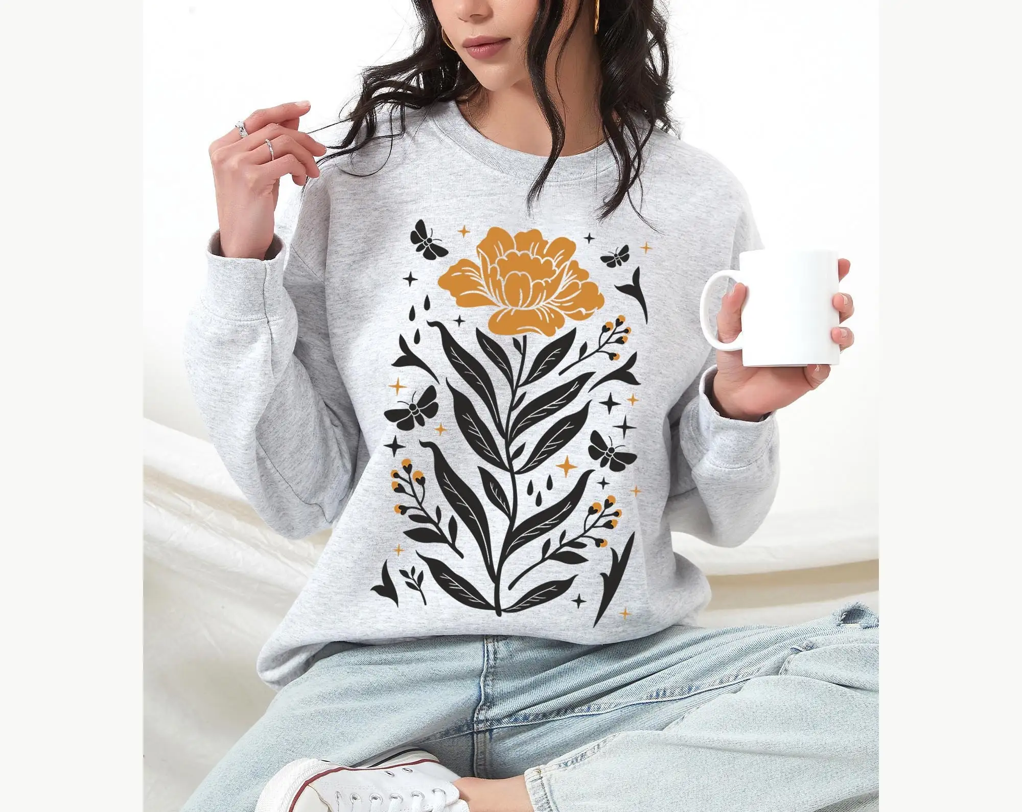 2024 New Voguish Valentine's Day Sweatshirt Beautiful Vintage Rose Print Women Sweater Yearning for Your Love Valentine Tops