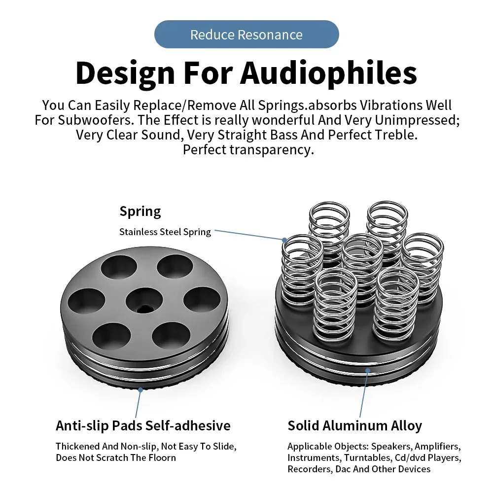 Audiophile 충격 스파이크 스프링 댐핑 패드 HIFI 스탠드 피트 스피커 스파이크 오디오 CD 앰프 풋 패드 단일 제품 무게 102g