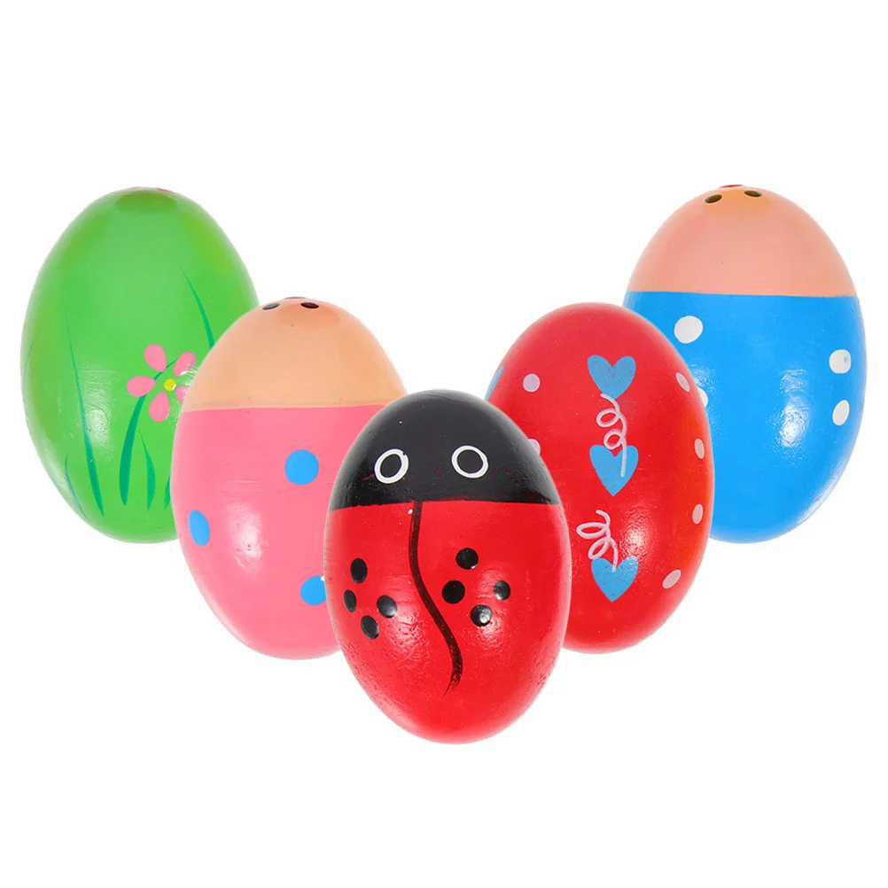 5 Pcs Maracas Toddler Toy Percussion Instrument Egg Shaker Music Wooden Kids Eggs