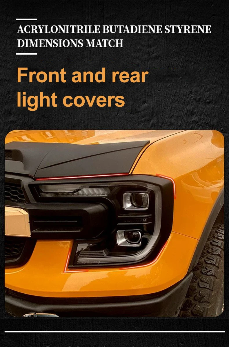 أضواء الرأس أغطية المصابيح لفورد رينجر T9 T6 MK2 رابتور 2023-2025 تعديل المحيطي الكسوة المصابيح الخلفية غطاء حماية اكسسوارات السيارات