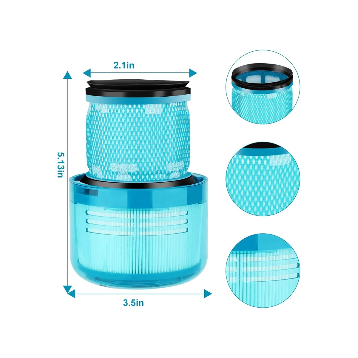قطعتان من الفلتر البديل لكشف V15، كشف V15 +، محرك عزم الدوران V11، V11 Animal، عصا SV14 اللاسلكية