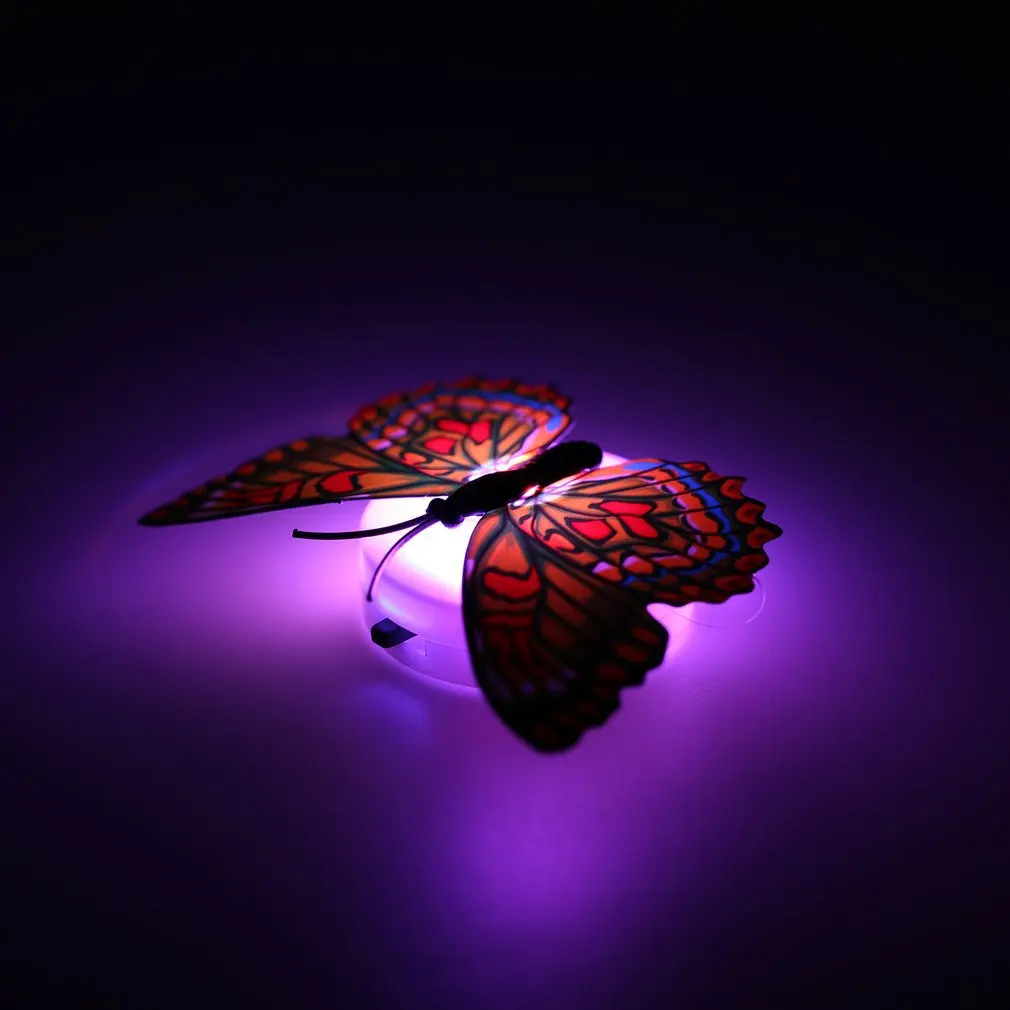 Luces de noche de mariposa de 2 piezas, 3D pegatinas de pared de mariposa, lámparas de decoración del hogar, bricolaje, iluminación de pegatina de pared para sala de estar