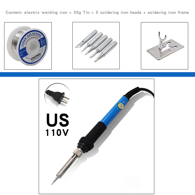 Imagem -05 - Ferro de Solda Elétrico Multifuncional Temperatura Ajustável Solda Estação de Retrabalho Ferramentas de Reparação Térmica 60w eu us uk Plug