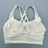 Soutien-gorge de Fitness pour femmes, couleur unie, dos croisé, collants, gilet de Yoga, haute résistance, antichoc, haut de sport, Push Up avec coussinet de poitrine 3