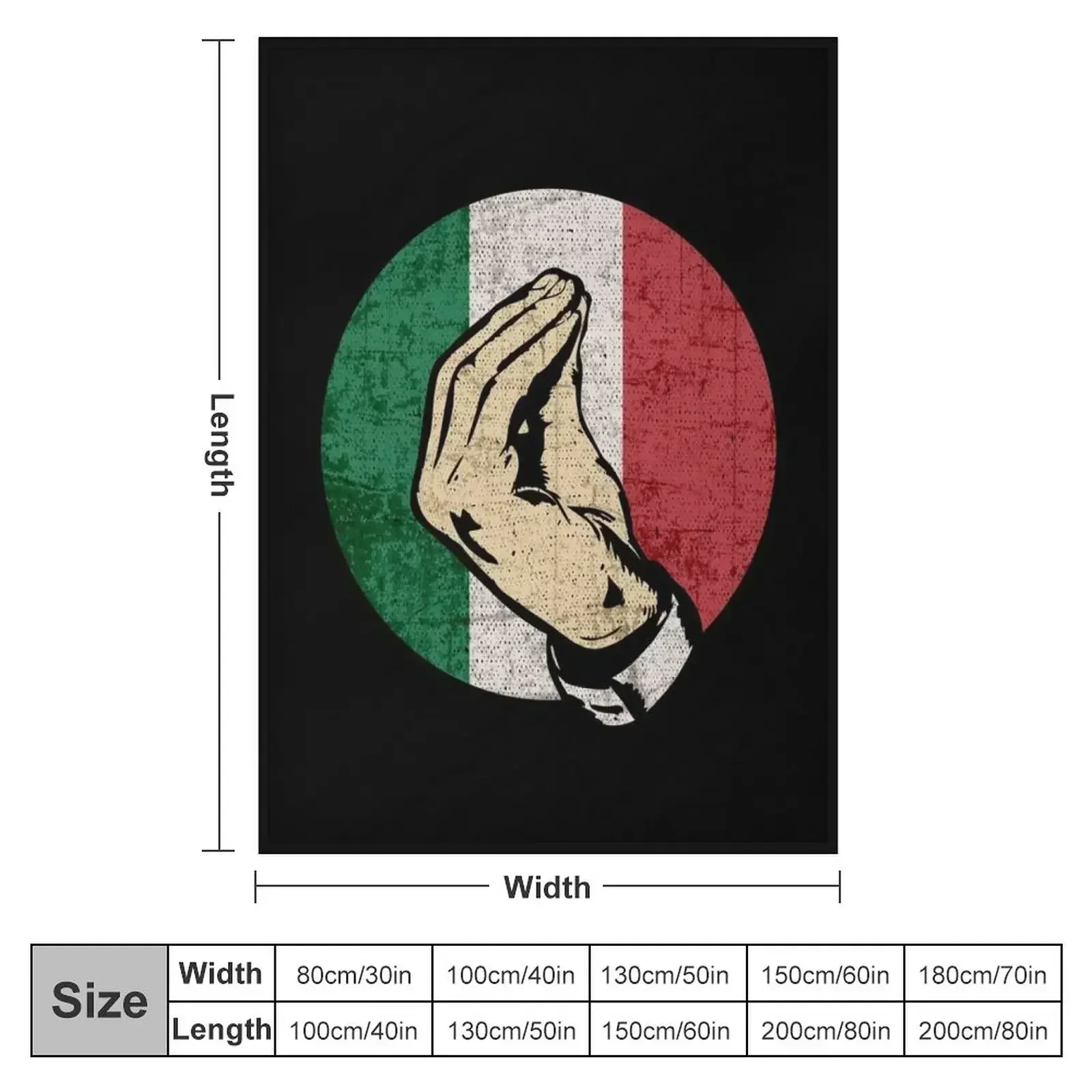 Italian Hand Gesture Sing Language Funny Italy Flag Vintage Throw Blanket couch cozy soft plush fuzzy picnic outdoor blanket
