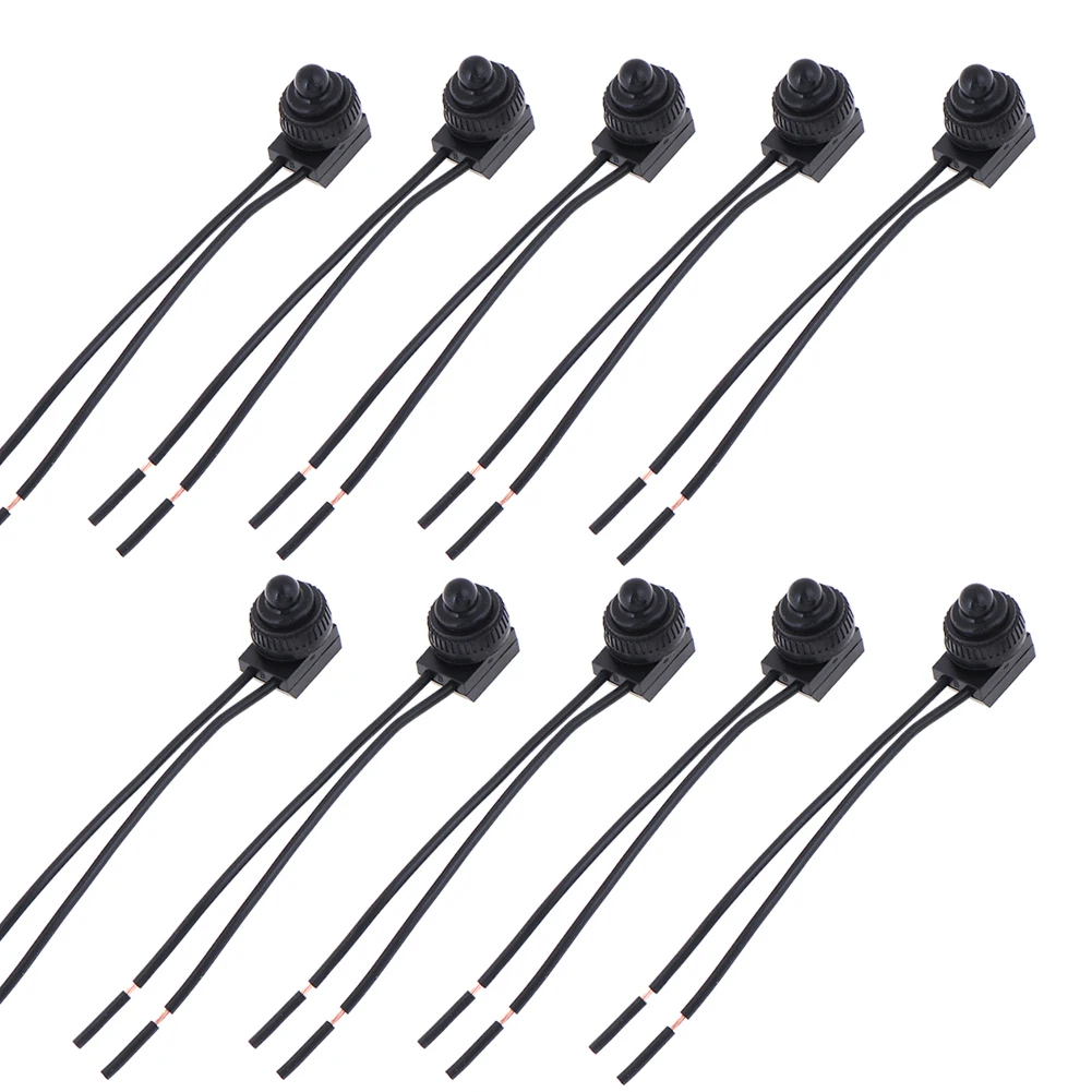 

10PCS AC250V Waterproof Push Button On-Off Switch With 4" Lead Wire Black 3A Self-Locking Switch IP67 Waterproof Switch Durable