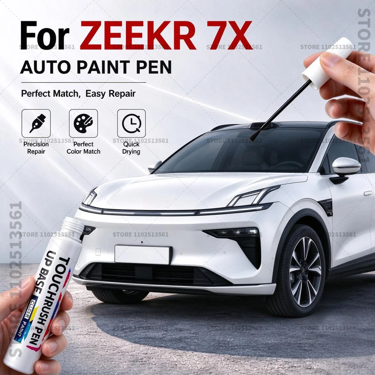 For ZEEKR 7X 2024-2025 Black Car Scratch Remover Paint Pen Touch Up Marker for Auto Body Repair Door Bumper Fender Accessories