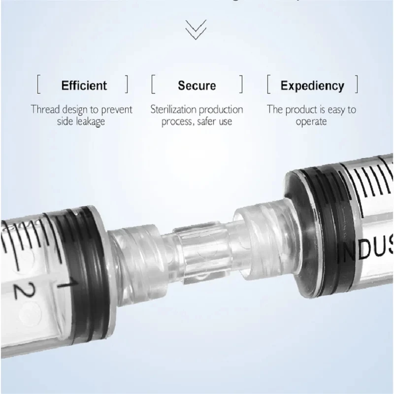 Seringue de connexion double mâle Luer, stérépes transparentes pour pièces pneumatiques, connecteur de fuite