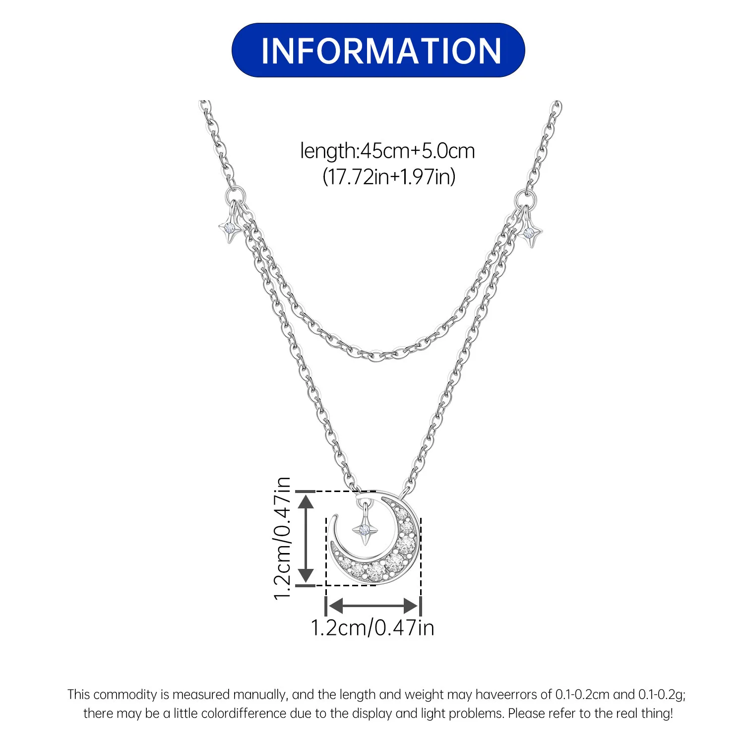 Orstarry S925 Sterling Silber Stern Blauer Mond Sonne Halskette für Frauen Geburtstag Originelle Geschenke Mode Feiner Schmuck – Detail 17