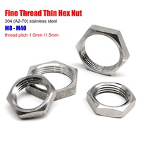 304 A2 Stainless Steel Fine Thread Pitch 1mm 1.5mm Hex Thin Lock Nut M8 M10 M12 M14 M16 M20 M24 to M40 for Water Pipe Tap Faucet