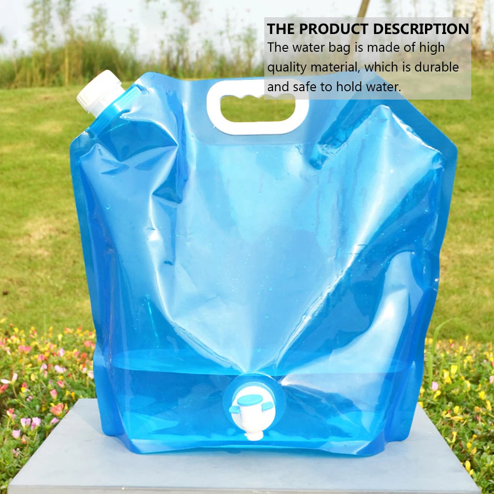 

2pcs Large Capacity Foldable Water Bag Durable Sealing Handle Outdoor Camping Hiking Water Storage Container For Picnic Sports