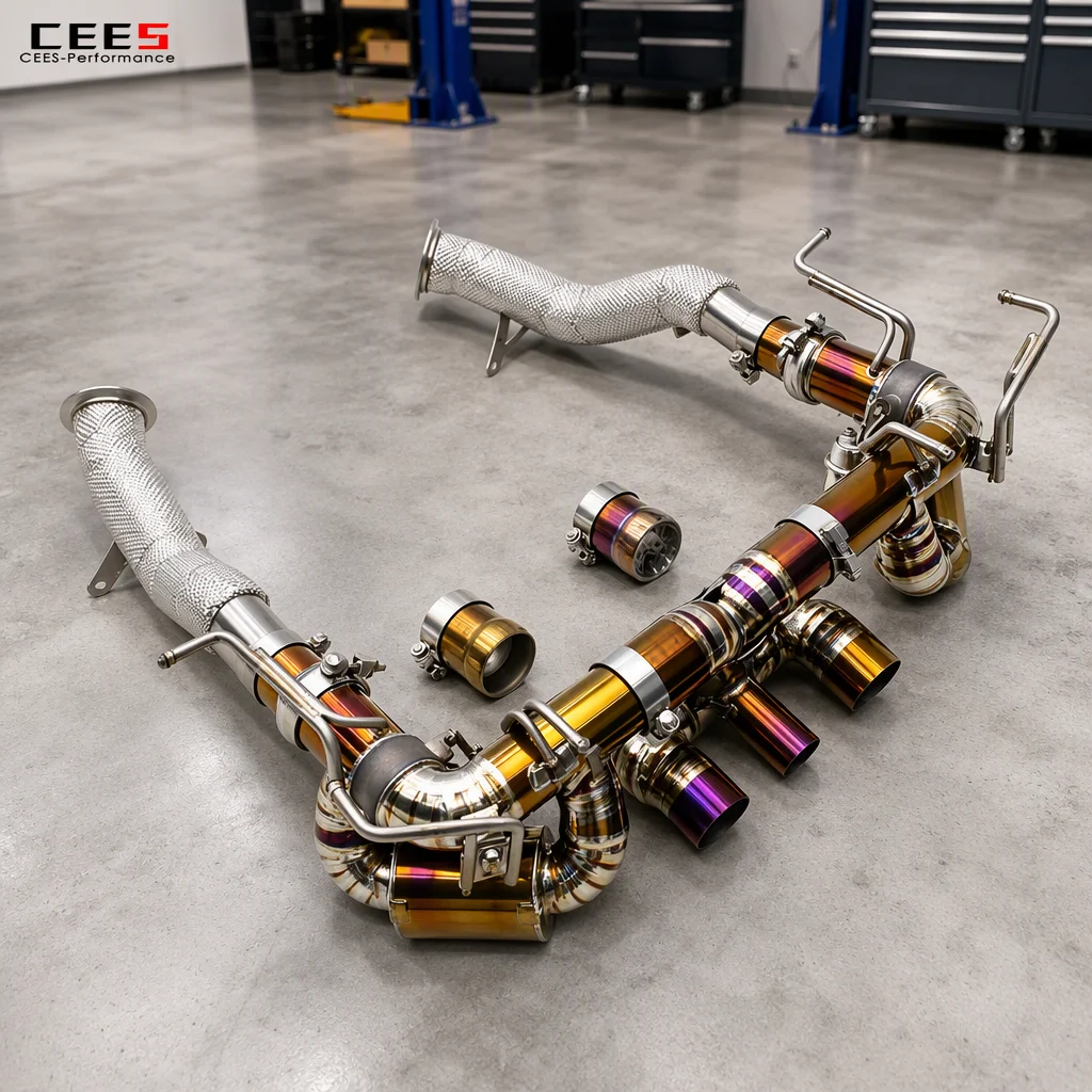 CEES for Ferrari 458 Italia/Spider 4.5L Valved Exhaust System 2011-2016 Direct Bolt on Fit Exhaust Triple Exits