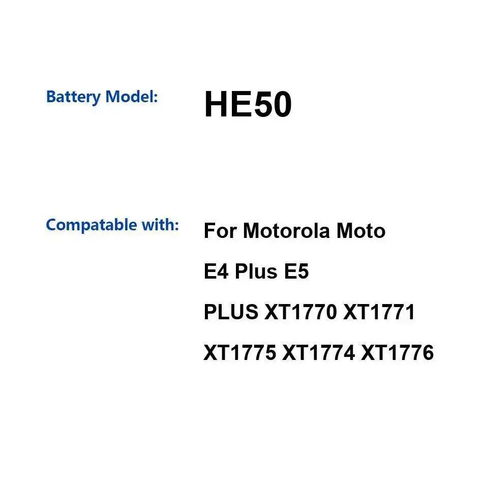 

Аккумулятор мобильного телефона HE50 5000 мАч для Motorola Moto E4 Plus E5 XT1770 XT1771 XT1775 XT1774 XT1776