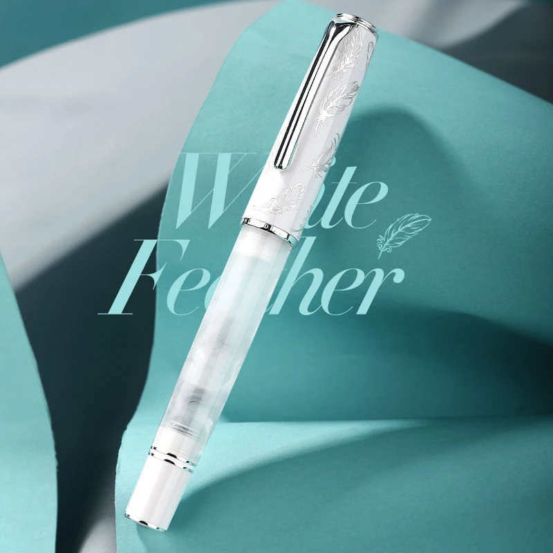 

Hongdian N8 White Plume Fountain Pen EF F 0.38 0.5MM Nib, Men's Girls' Exquisite Gift for Business Writing Office Stationery Pen