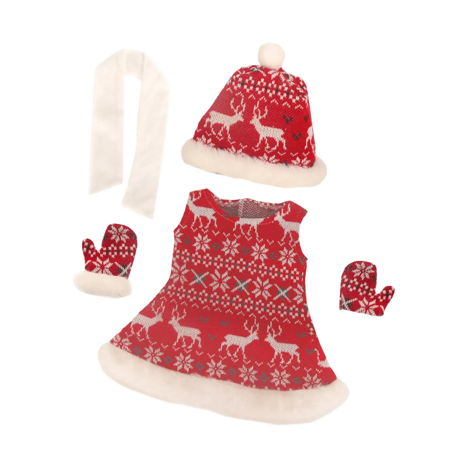 

Christmas Clothing Set Fashion Dresses Hat for Gift Activity Baby Dolls