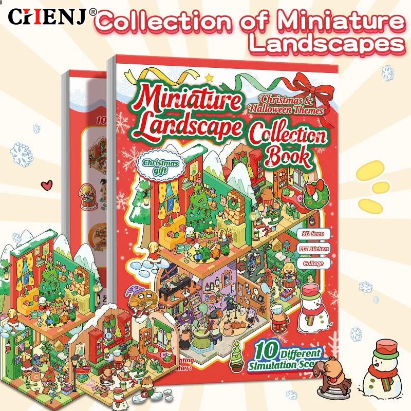 

10 шт./компл., мультяшные рождественские миниатюрные наклейки для диорамы, сделай сам, ручная работа, сложенные наклейки для скрапбукинга, праздничные украшения, подарки