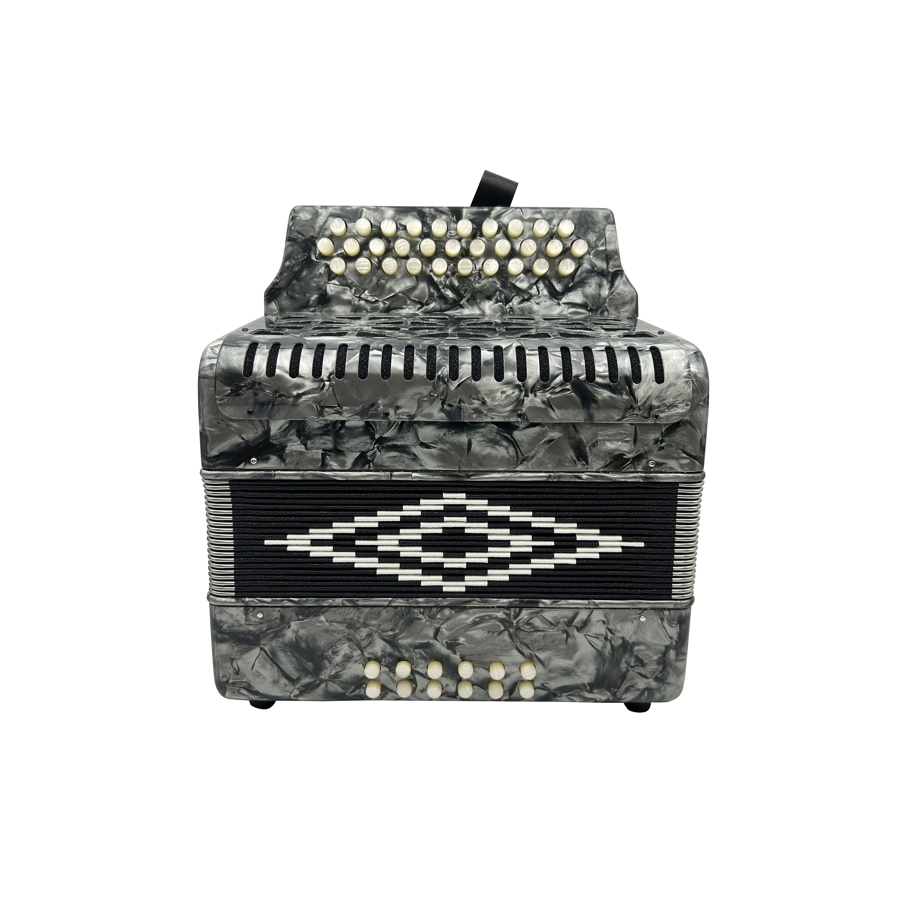 Professional Diatonic Accordion Instrument 31 Buttons & 12 Bass Student Grey Celluloid White Buttons JB3112A Model