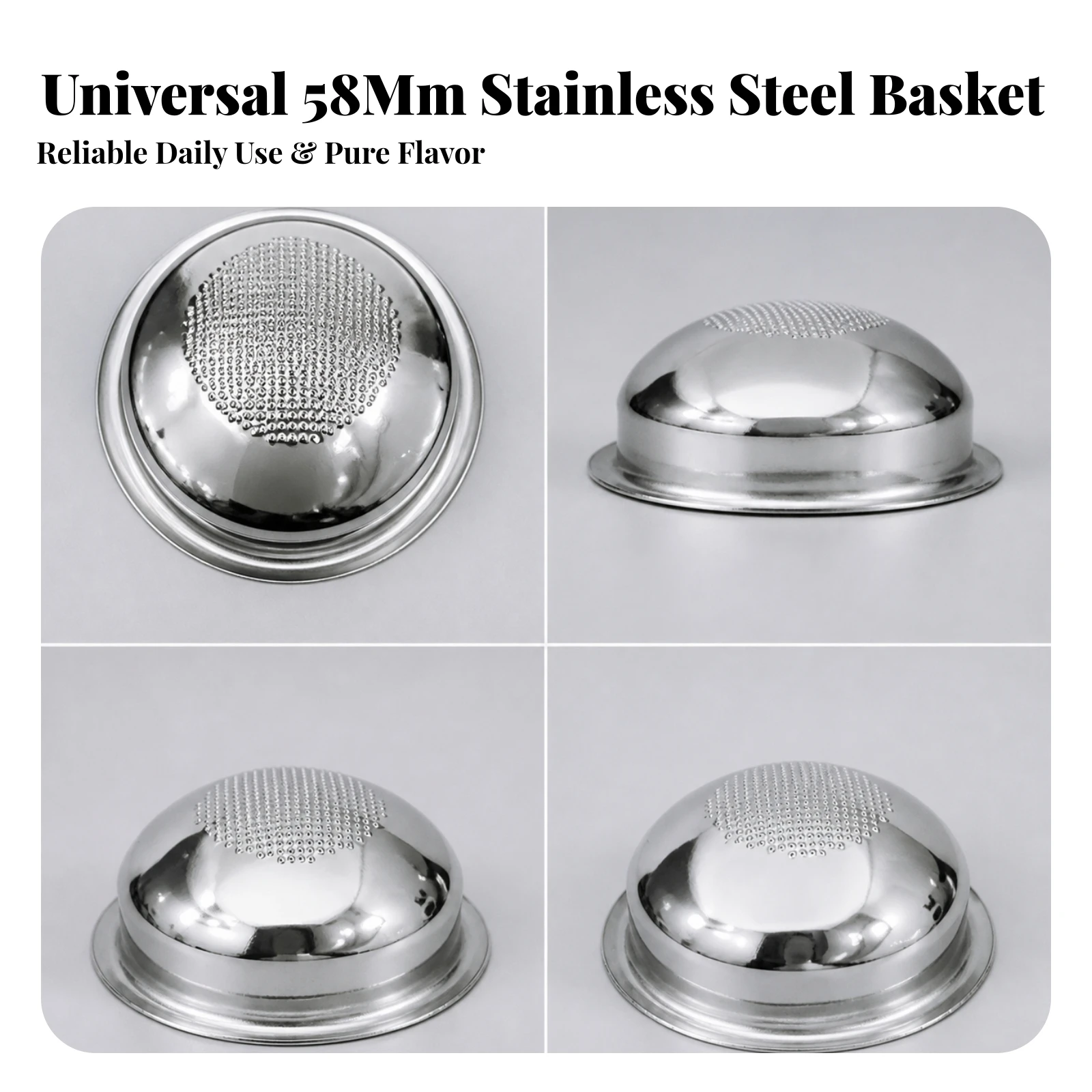 58mm Espresso Filter Basket Robust Portafilter Basket with Rounded Bottom Coffee Filter Compatible Hardware Low-Maintenance