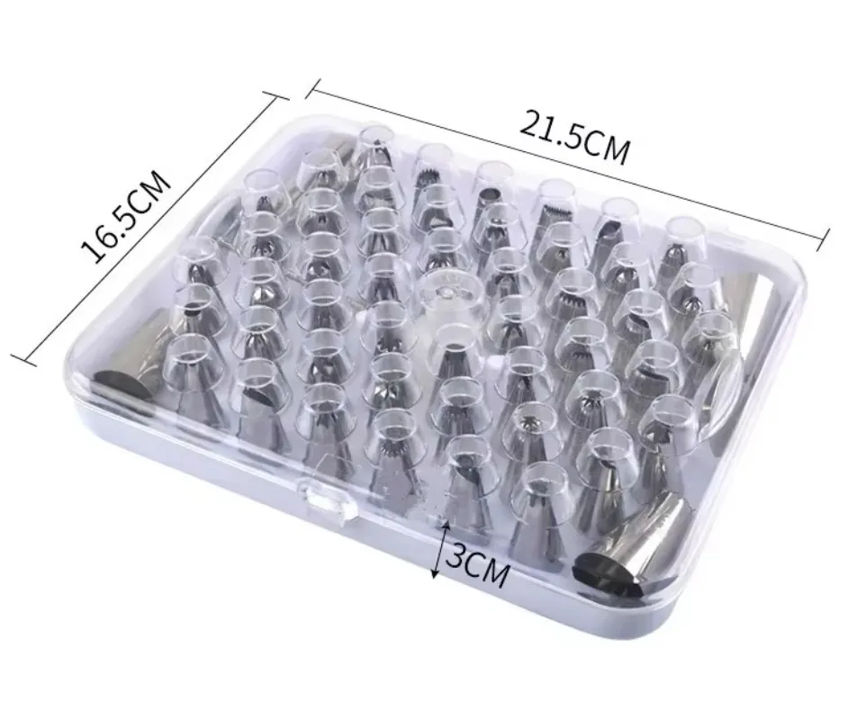 55/18 PCS Stainless Steel Squeeze Flower Nozzle with Storage Box Cake Tools Cake Decorating Accessories Bakery Accessories