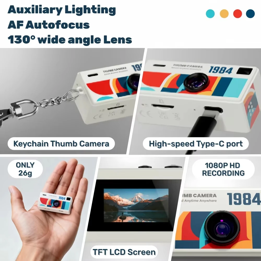 1-5PCS 0.96 Inch 1984 Keychain Thumb Digital Camera Support Memory Card 1080P HD Camcorder Video Recorder with Flash