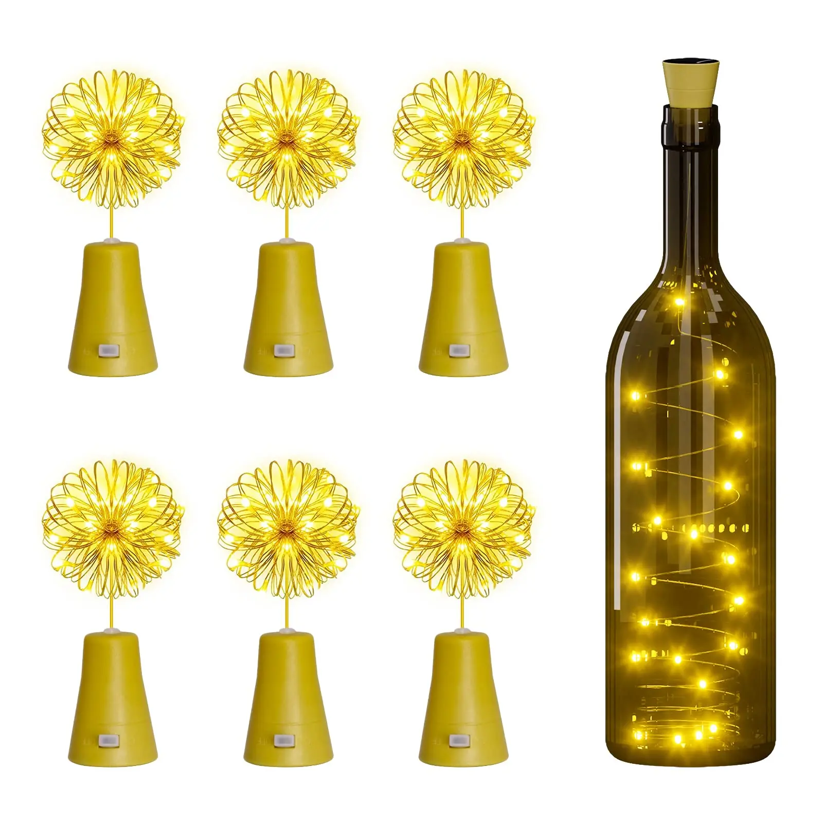 10/20LEDs Solar Wine Bottle String Light Solar Copper Wire Fairy Lights Cork Shape Christmas Lamp For Wedding Party Garden Decor