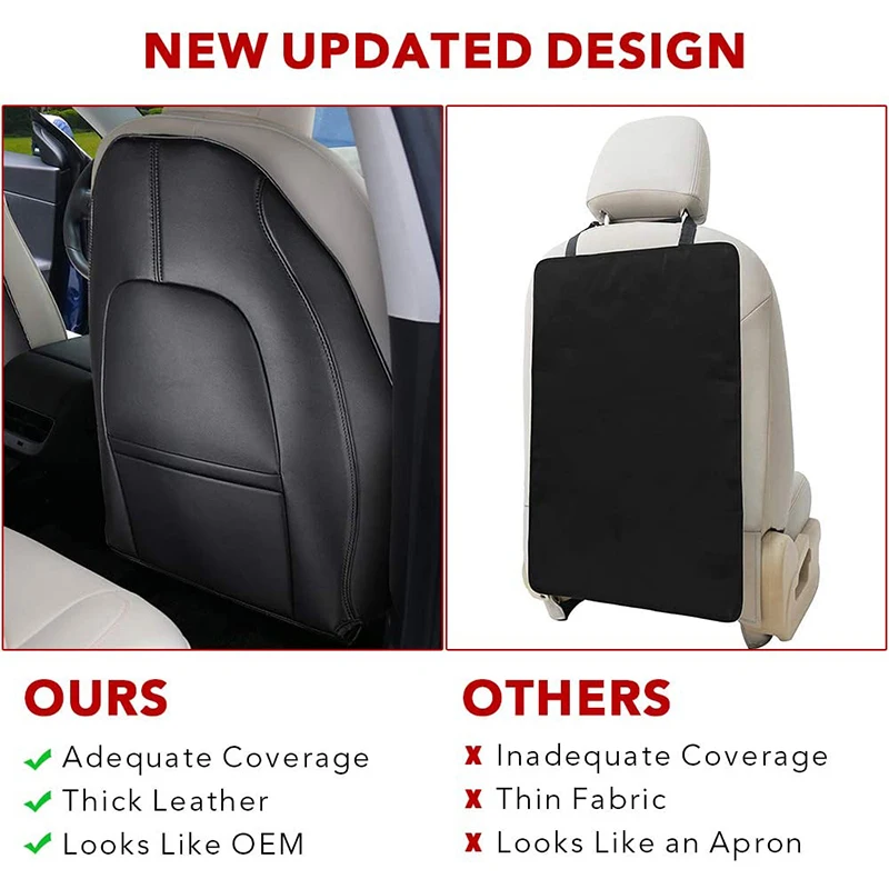 For Tesla Model 3 Y Leather Seat Back Kick Protectors Kick Mats Center Console Protection Pad Kick Mats Back Seat Protector