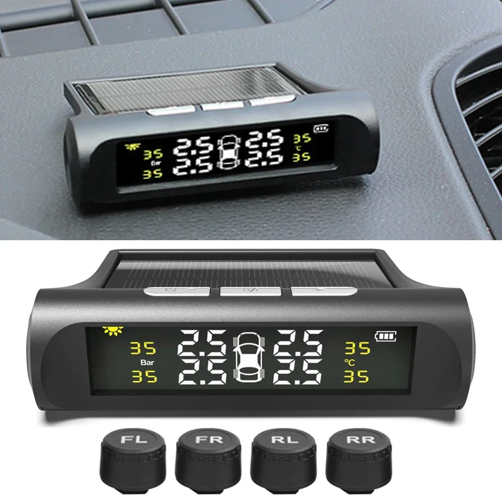 Solar Auto Security Alarm Systems Power TPMS Car Tire Pressure Alarm Monitor System Tyre Pressure Temperature Warning