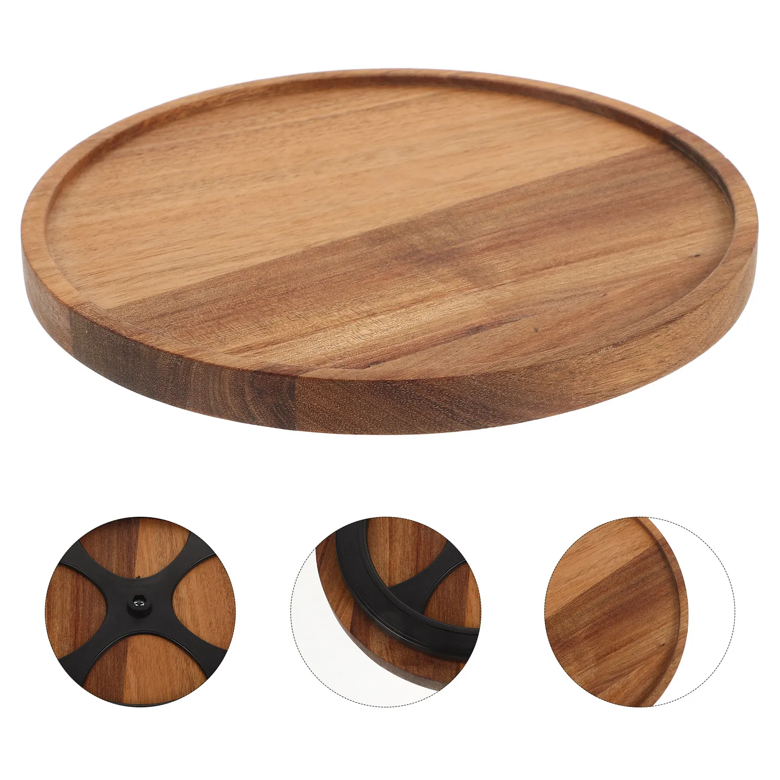 Wooden Decorative Kitchen Turntable Storage Tray Table Bread Tray Countertop Pantry Tray Round Tea Serving Tray Breakfast Plate