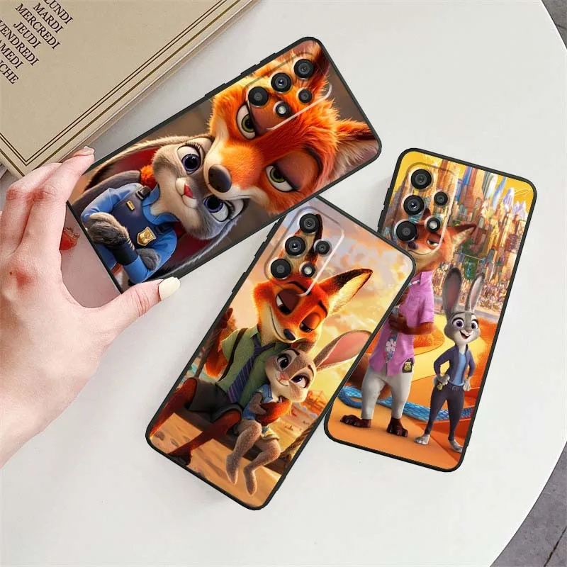 

Z-Zootopias Popular Cartoon For Samsung A73 A72 A71 A55 A54 A53 A52 A51 A13 A22 A16 A15 A05s A14 A05 A06 5G Black Phone Case