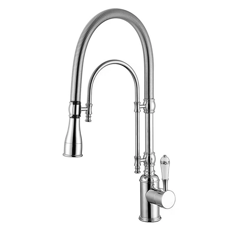 Pull Down Spring Spout Kitchen Sink Faucet 2 Function Commercial Style Pre-Rinse Kitchen Faucet