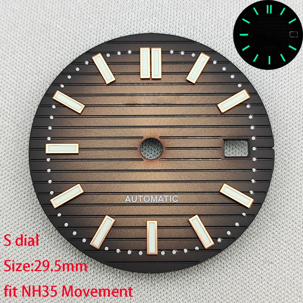 29.5 mmdi alta qualità NH35 dial S dial verde luminoso adatto per lo strumento di riparazione degli accessori dell'orologio dei movimenti NH35