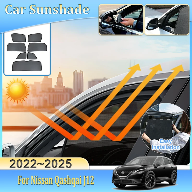 

Full Coverage Sunshade For Nissan Qashqai J12 e-Power 2022 2023 2024 2025 Car Magnetic Sunshade Anti-UV Sun Visor Accessories