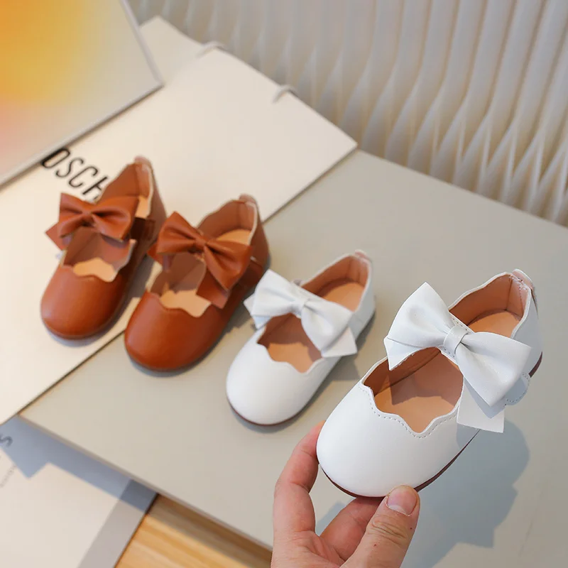 Summer Casual Solid Color Round Toe Beautiful Cute Kids Walking Shoes Bow Rubber Comfortable Babys Flat Shoes Zapatos De Niña