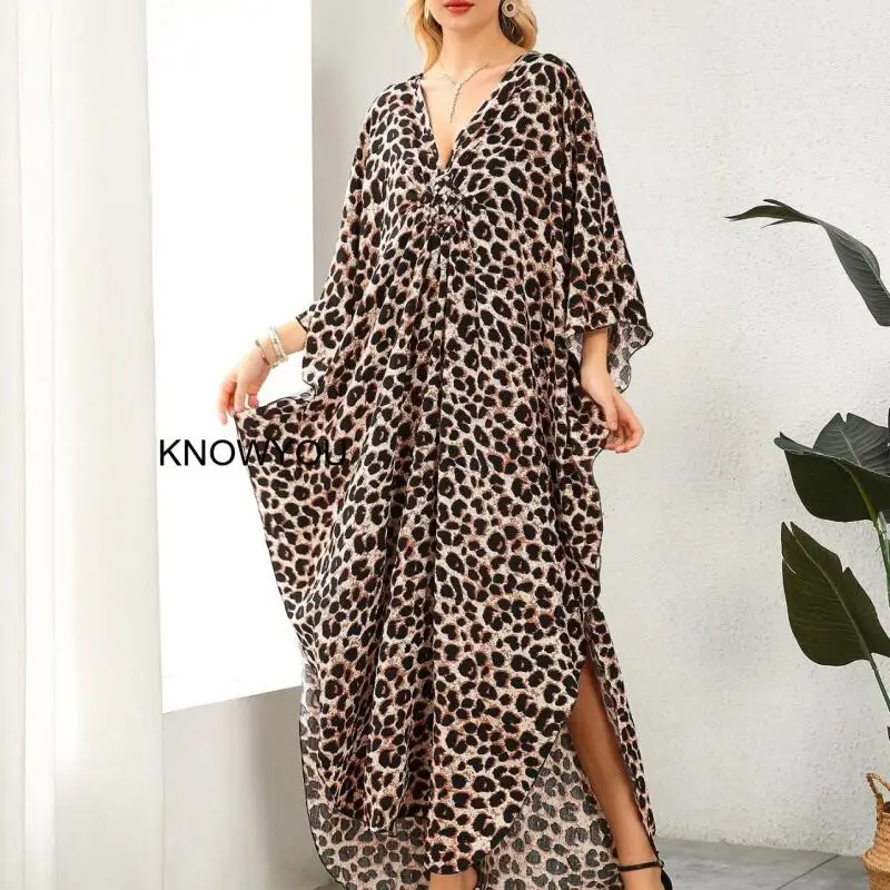 

Новинка лета 2026: Сексуальное пляжное платье-накидка с вырезом «волна», рукавами «летучая мышь» и богемным стилем, большие размеры