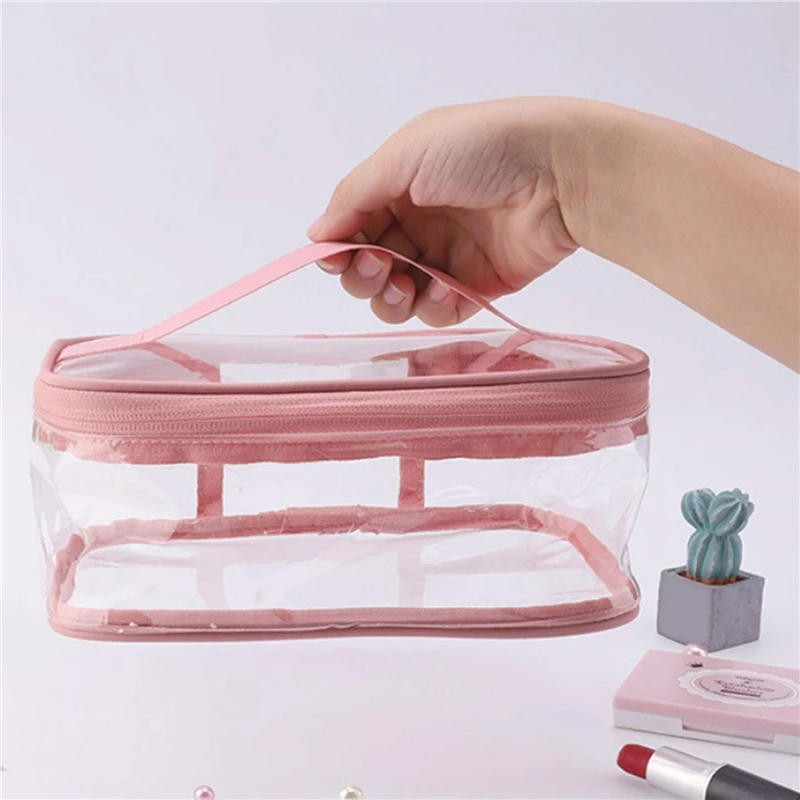 Women Makeup Bags Fashion Transparent Handheld Outdoor Travel Wash Female Waterproof Toiletries Sundries Storage Bag Ladies