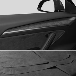 For Tesla Model 3 (2019-2023) / Model Y (2019~) Made of Alcantara Door Handle Panel Trim Cover Door Sticker Interior Accessory