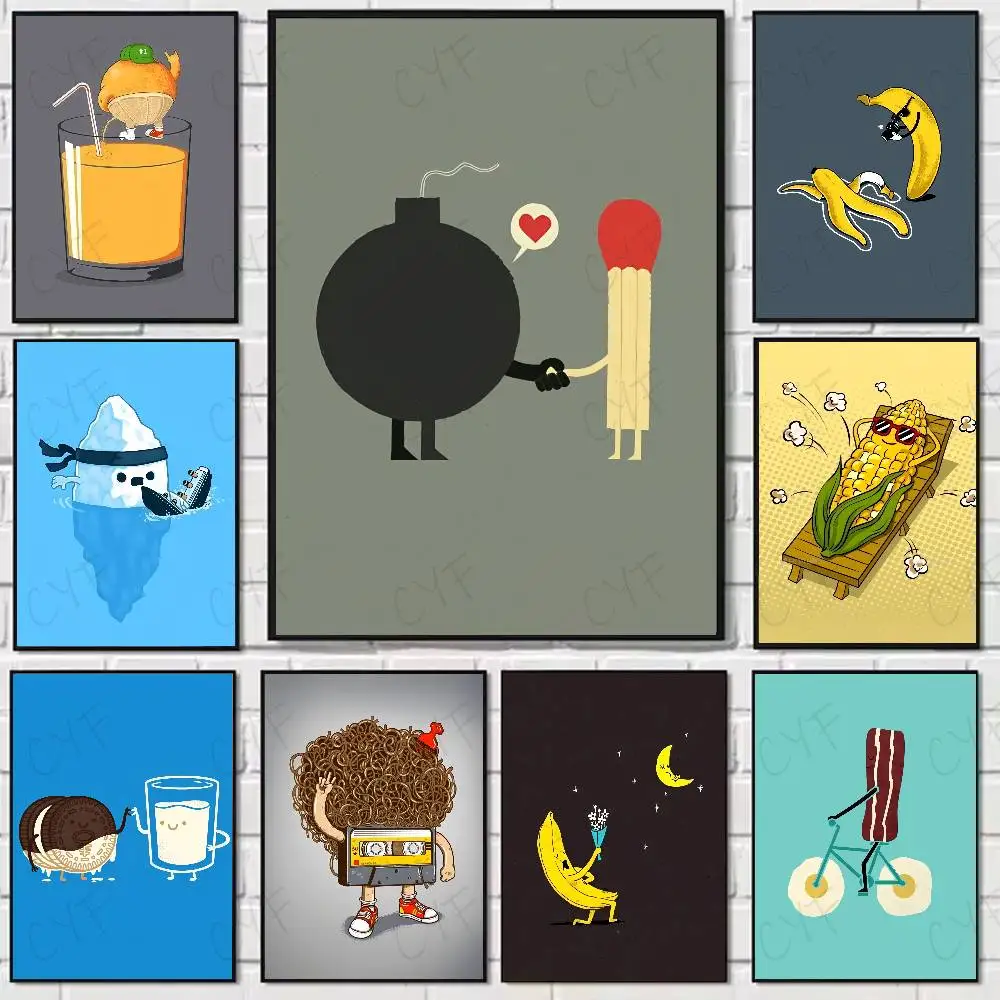 

Funny Food Fancy Art Poster Home Living Bed Room Bar Hallway Sticky Wall Art Printing Waterproof Aesthetic Decor