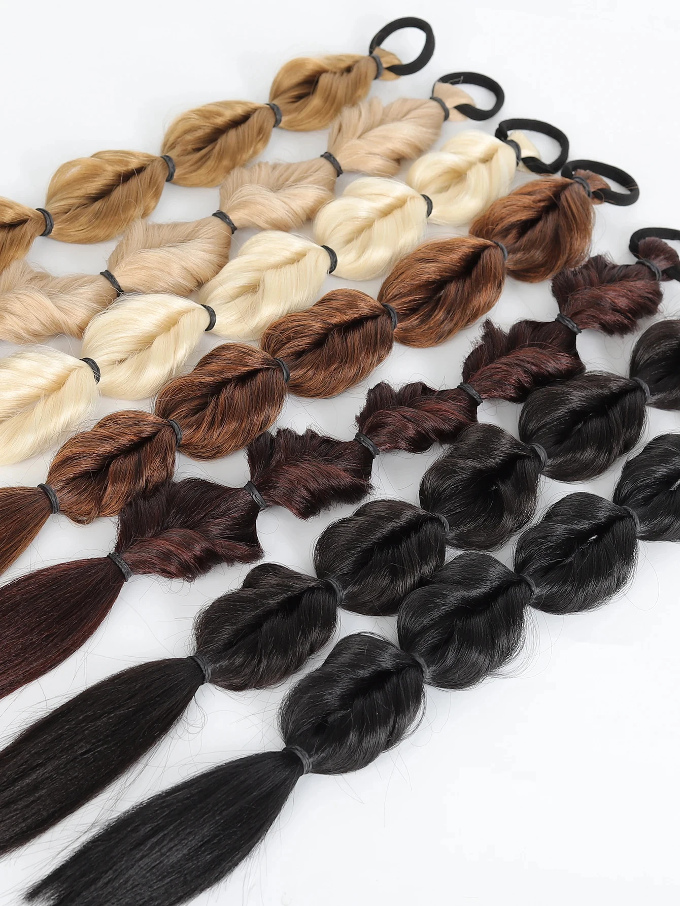 OLACARE 2pcs Long Braids Ponytail Wig Through Bubble Braid Synthetic Natural Dye Twist Braid Tie-Up Dreadlocks Double Lantern